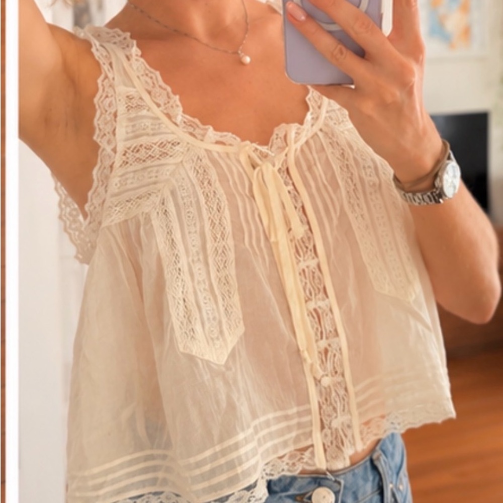 FREE PEOPLE Evermore Tank Women's Size XS Ivory OB1921350